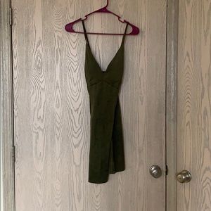 Green sleeveless going out dress